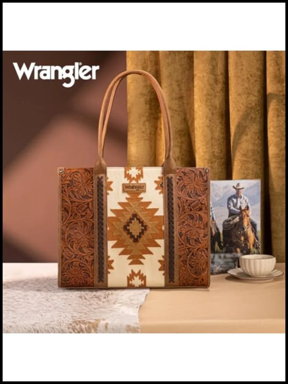 Genuine Leather Aztec Tote Bag Western Shoulder Purse Satchel